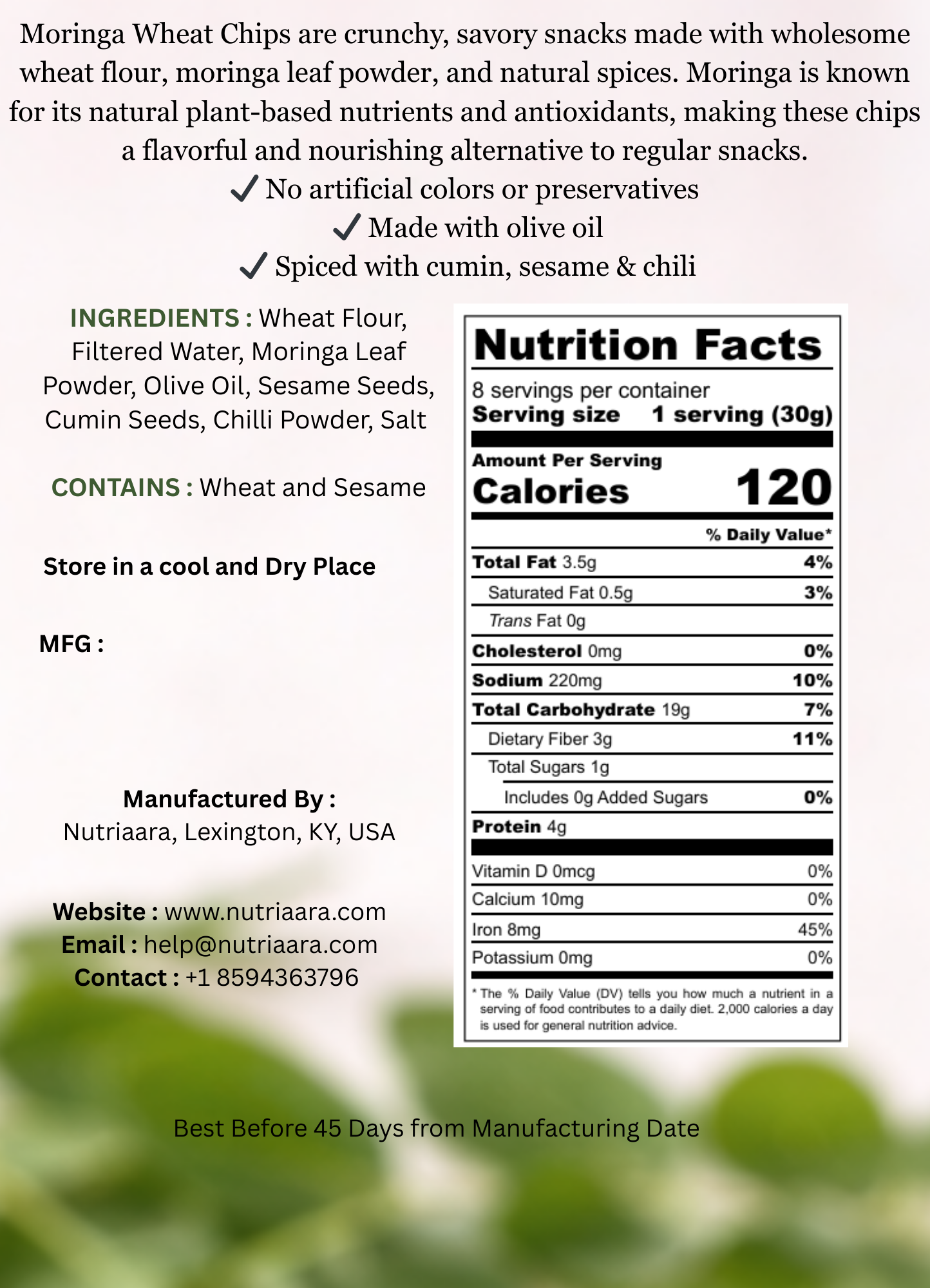 Moringa Wheat Chips